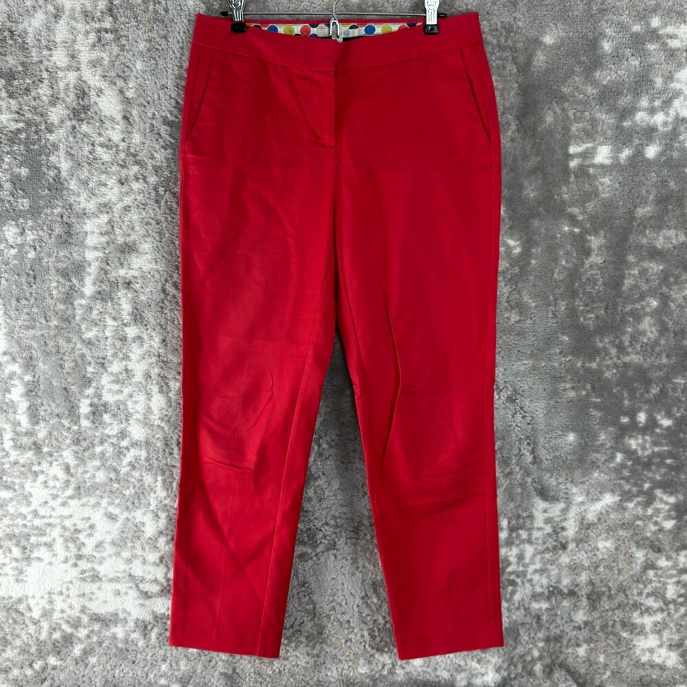Boden Size 6L Flat Front Straight Leg Pants Red Button Zip Casual Stretch